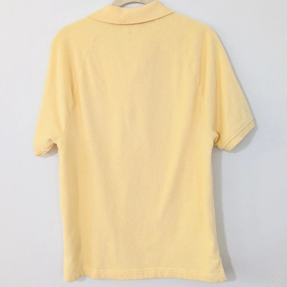 J. Crew Terry Cloth Polo Shirt Short Sleeve Collared French Terry Yellow Small S